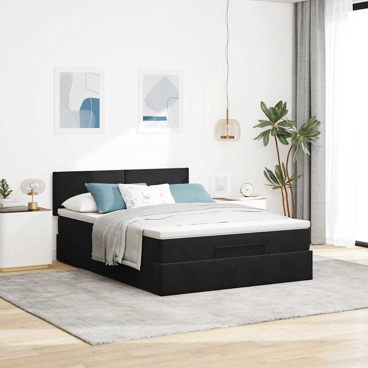 osmannisk sengeramme med madras 140x200 cm fløjl sort