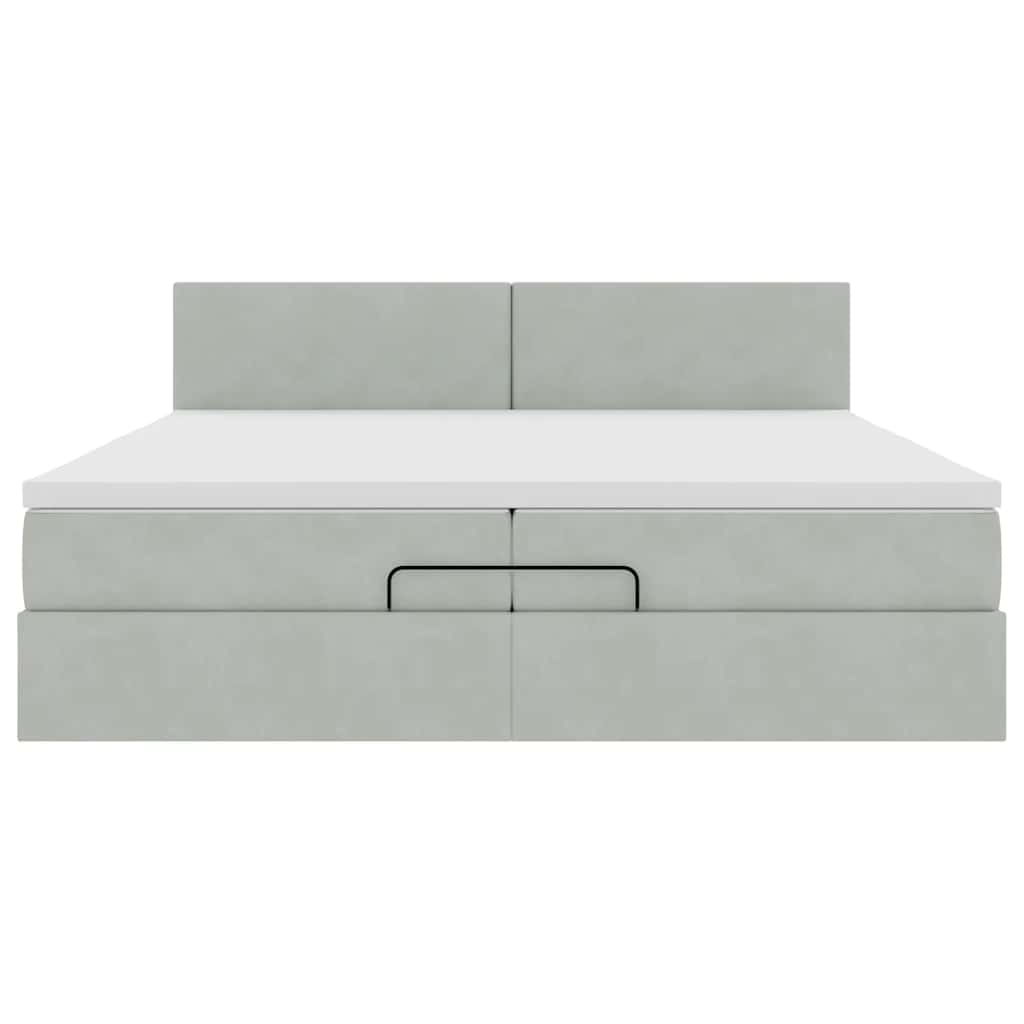 osmannisk sengeramme med madrasser 200x200 cm fløjl lysegrå