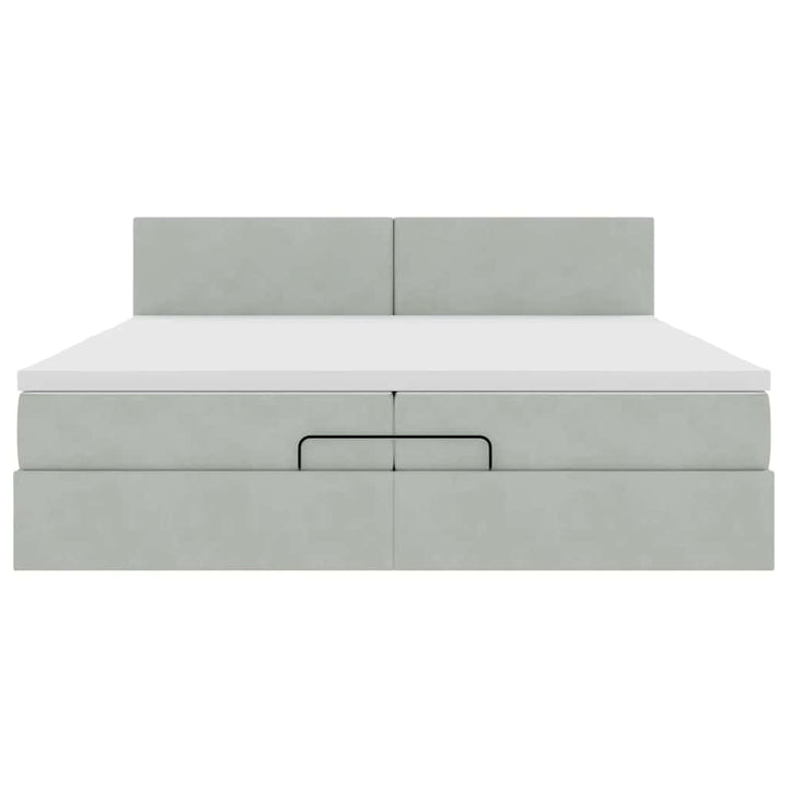 osmannisk sengeramme med madrasser 200x200 cm fløjl lysegrå