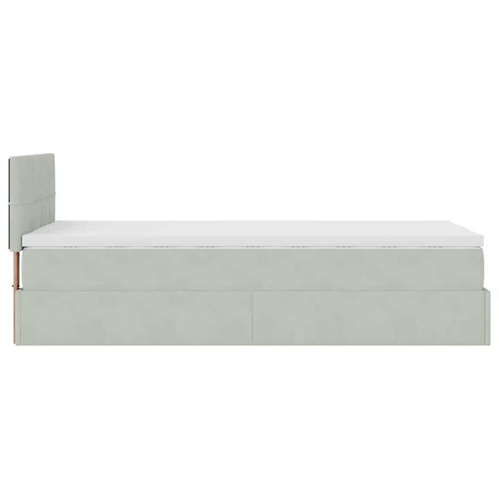 osmannisk sengeramme med madras 90x190 cm fløjl lysegrå