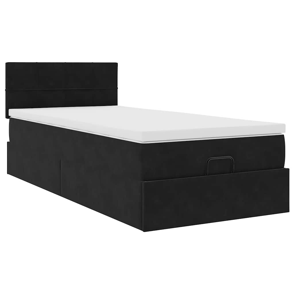 osmannisk sengeramme med madras 90x190 cm fløjl sort