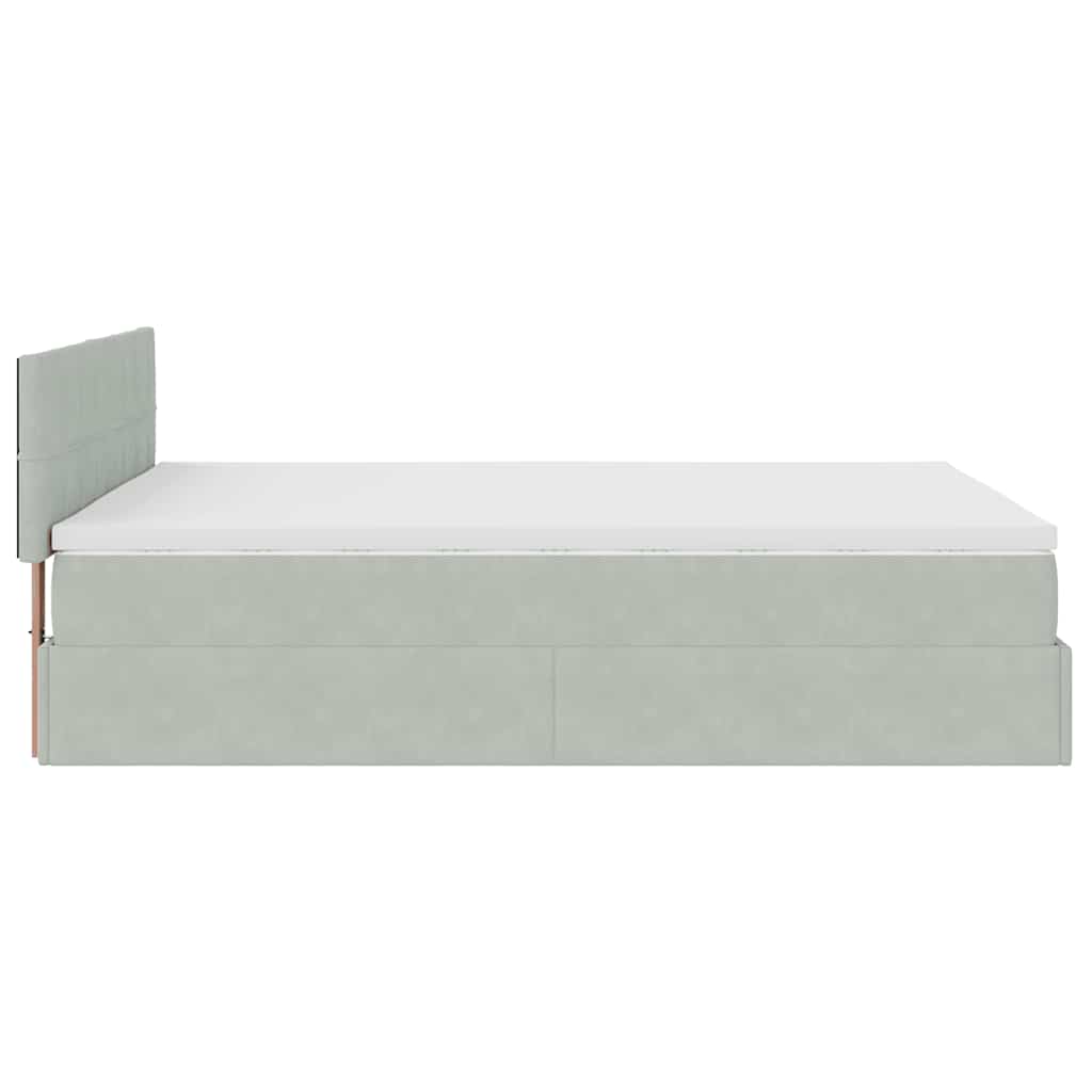 osmannisk sengeramme med madras 140x190 cm fløjl lysegrå