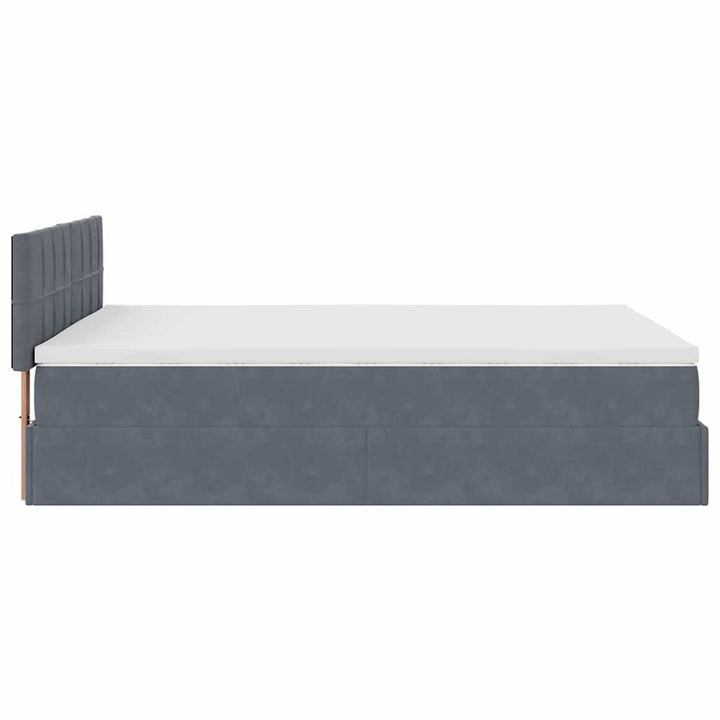 osmannisk sengeramme med madras 140x190 cm fløjl mørkegrå
