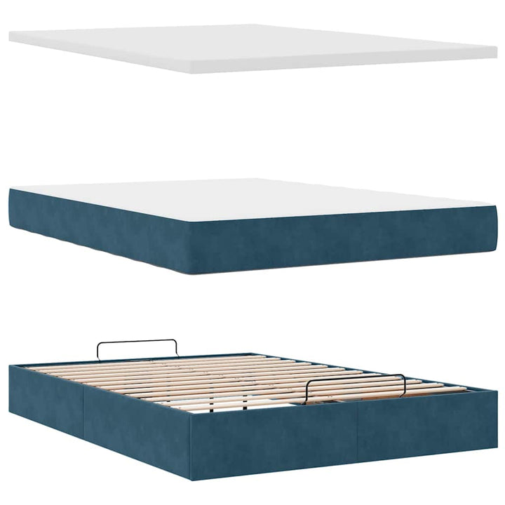 osmannisk sengeramme med madras 140x190 cm fløjl mørkeblå