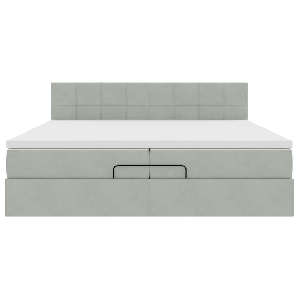 osmannisk sengeramme med madrasser 200x200 cm fløjl lysegrå