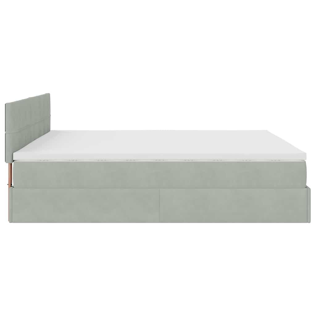 osmannisk sengeramme med madrasser 200x200 cm fløjl lysegrå