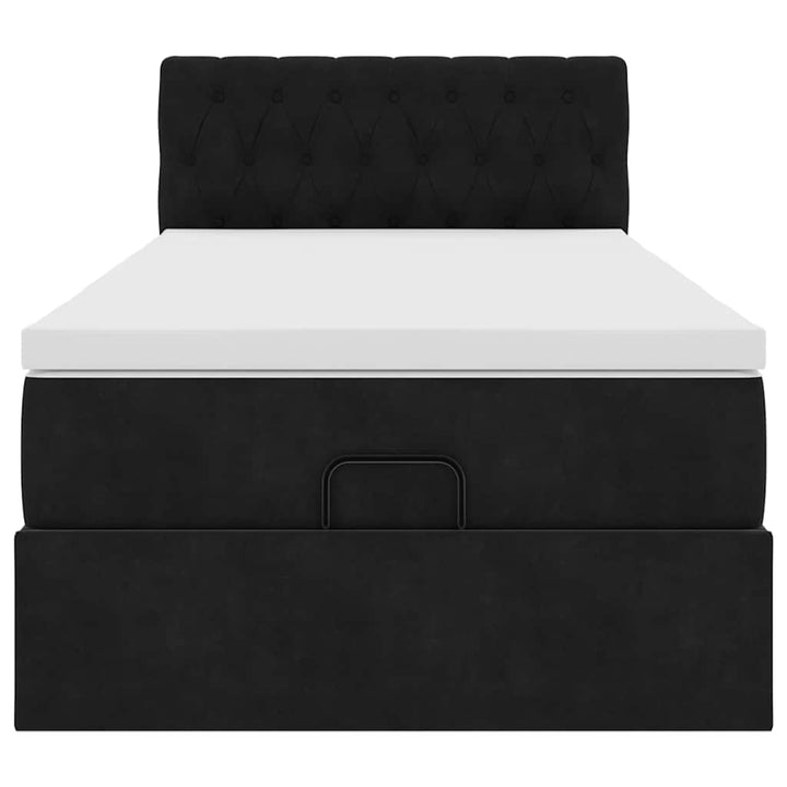 ottoman seng med madras & LEDs 80x200 cm fløjl sort