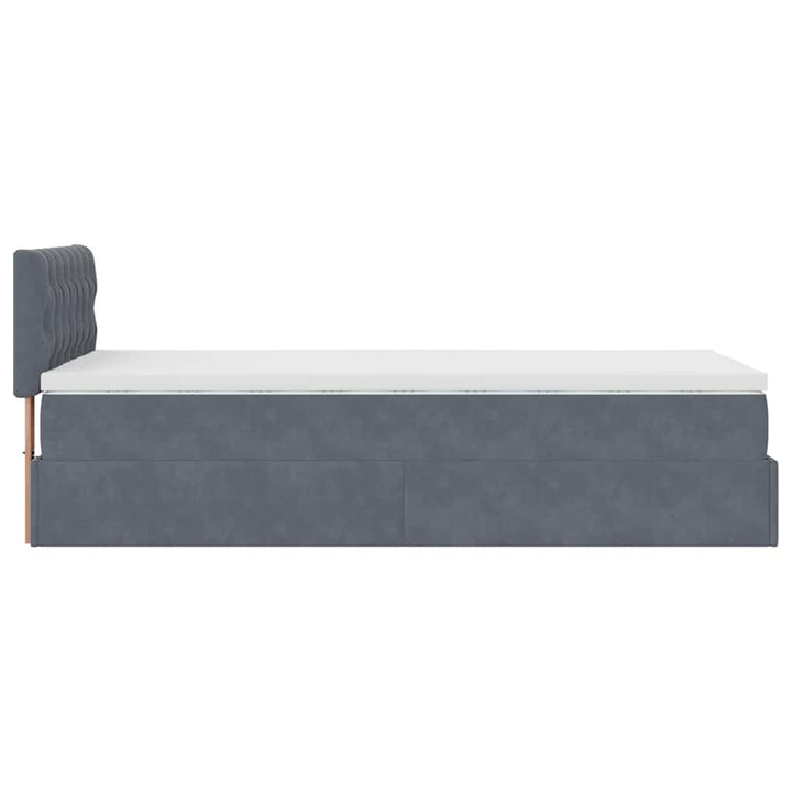 osmannisk sengeramme med madras 90x190 cm fløjl mørkegrå