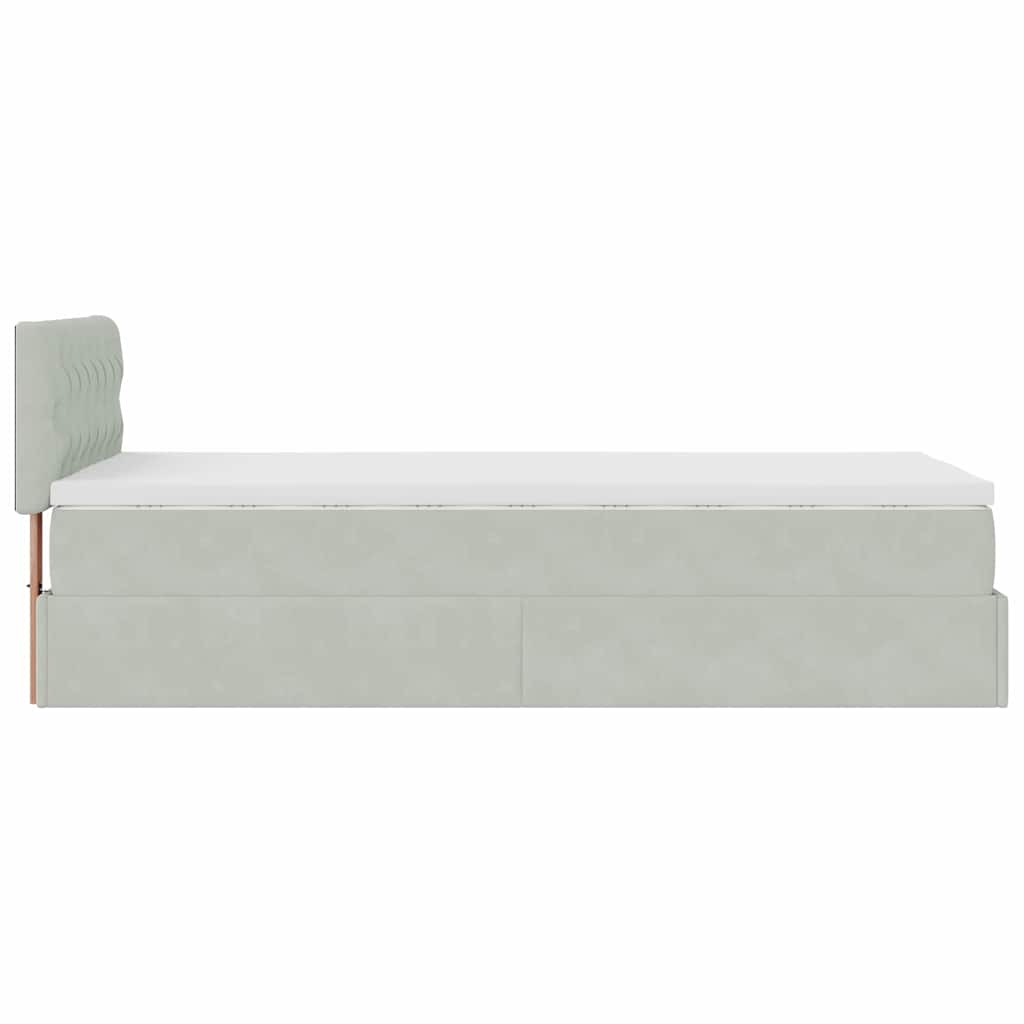 osmannisk sengeramme med madras 90x200 cm fløjl lysegrå