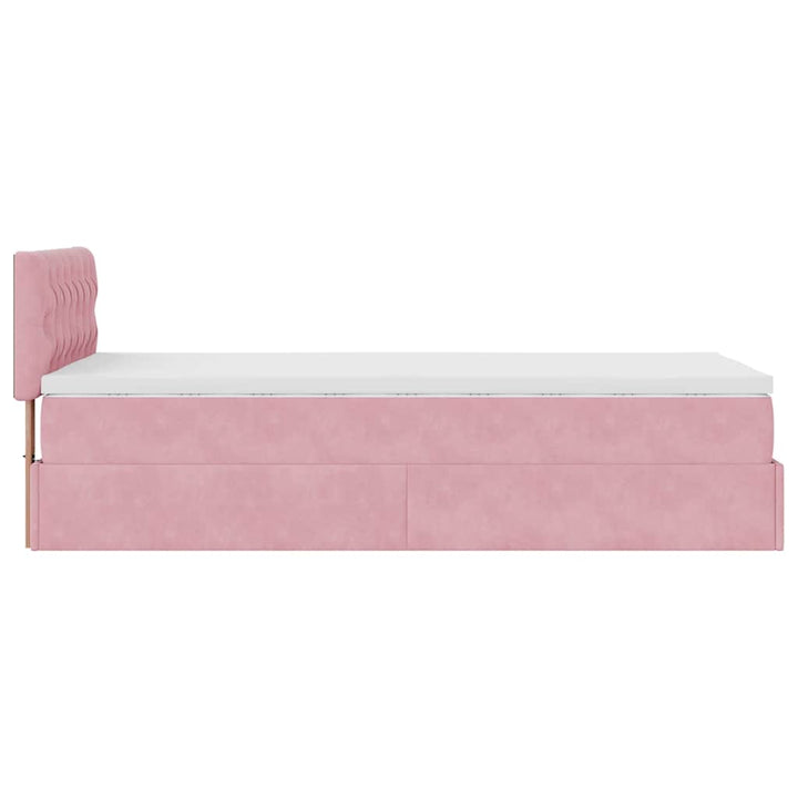 osmannisk sengeramme med madras 100x200 cm fløjl lyserød