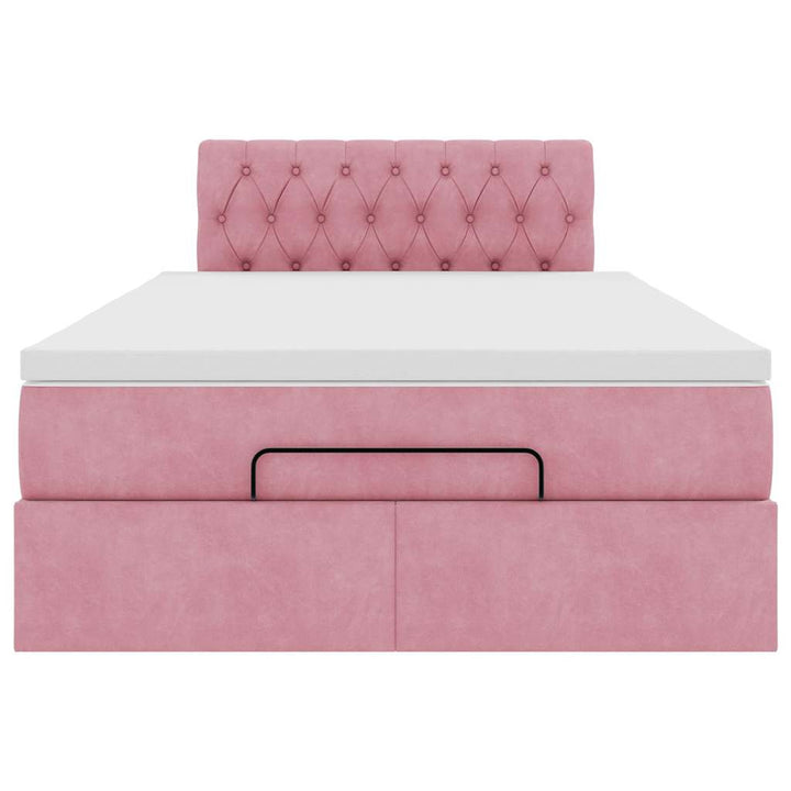 ottoman seng med madras & LEDs 120x190cm fløjl lyserød