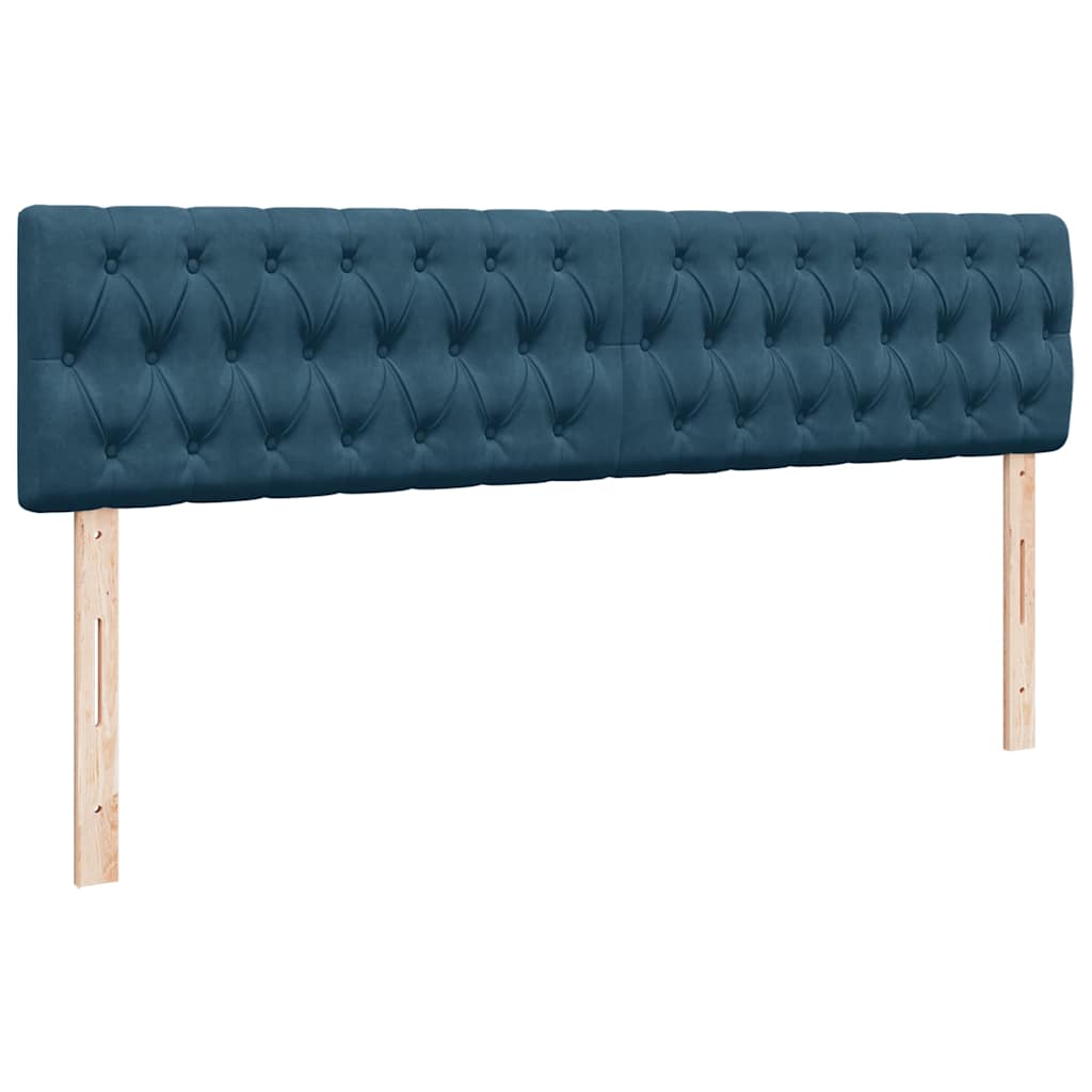 Ottoman seng med madrasser & LEDs Mørkeblå 200x200cm Fløjl