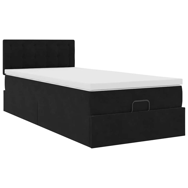 ottoman seng med madras & LEDs 80x200 cm fløjl sort