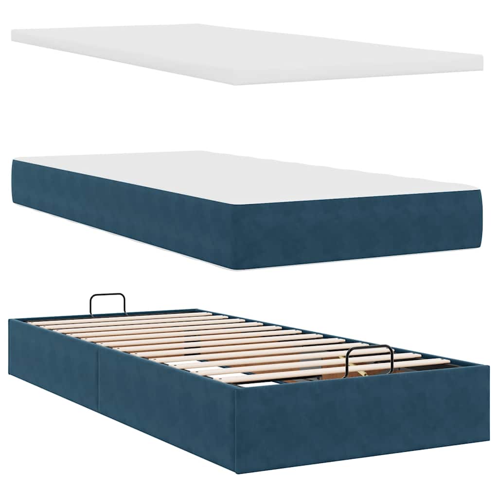 osmannisk sengeramme med madras 90x190 cm fløjl mørkeblå