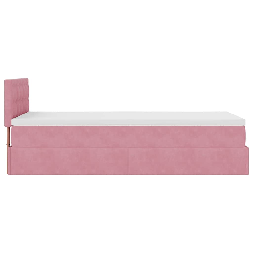 osmannisk sengeramme med madras 90x190 cm fløjl lyserød