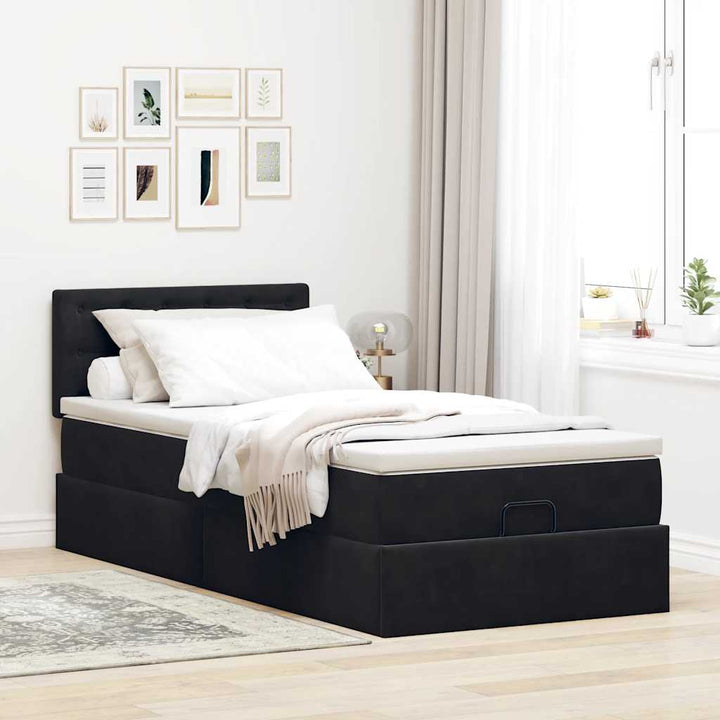 osmannisk sengeramme med madras 100x200 cm fløjl sort