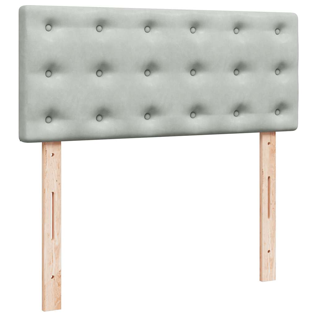 ottoman seng med madras & LEDs 120x190cm fløjl lysegrå