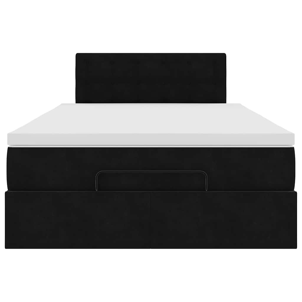 ottoman seng med madras & LEDs 120x190cm fløjl sort