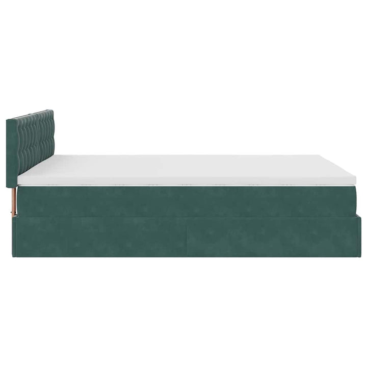 osmannisk sengeramme med madras 140x190 cm fløjl mørkegrøn