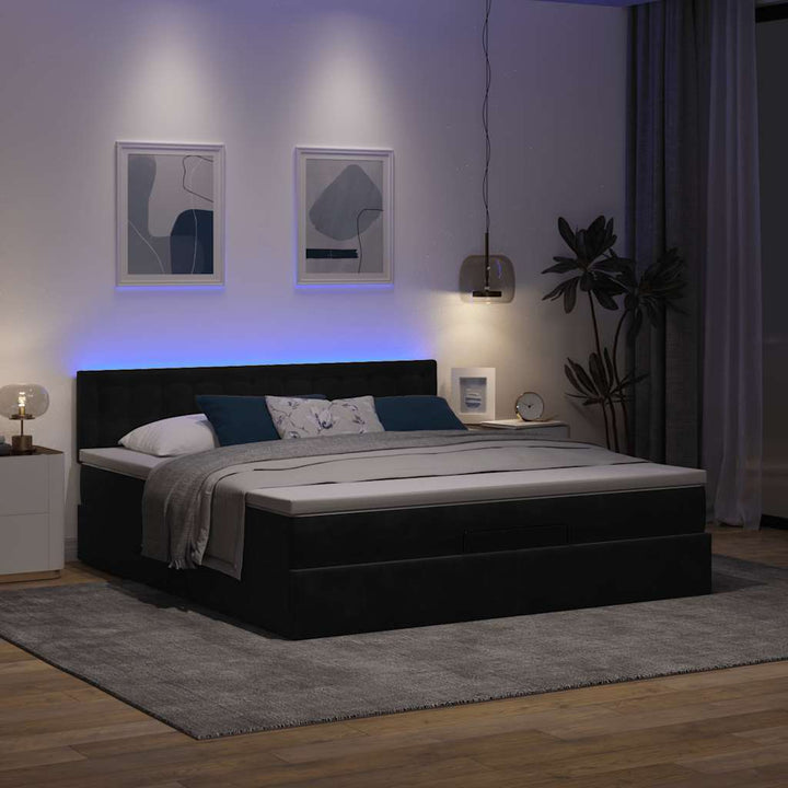 osmannisk sengeramme med madras 160x200 cm fløjl sort
