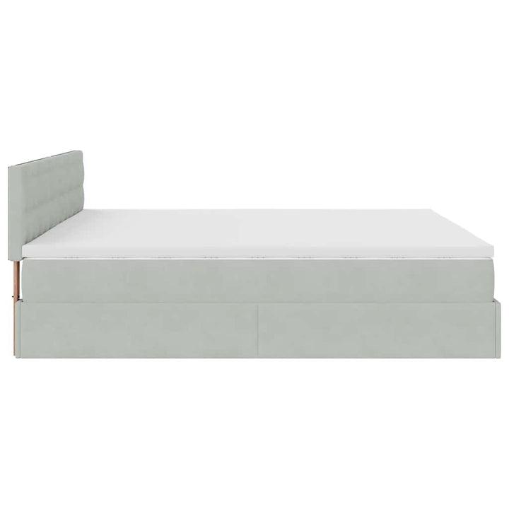 osmannisk sengeramme med madrasser 200x200 cm fløjl lysegrå