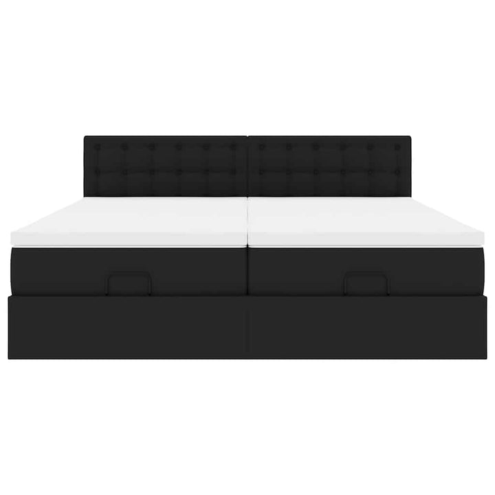 osmannisk seng med madrasser & LEDs 160x200 cm kunstlæder sort