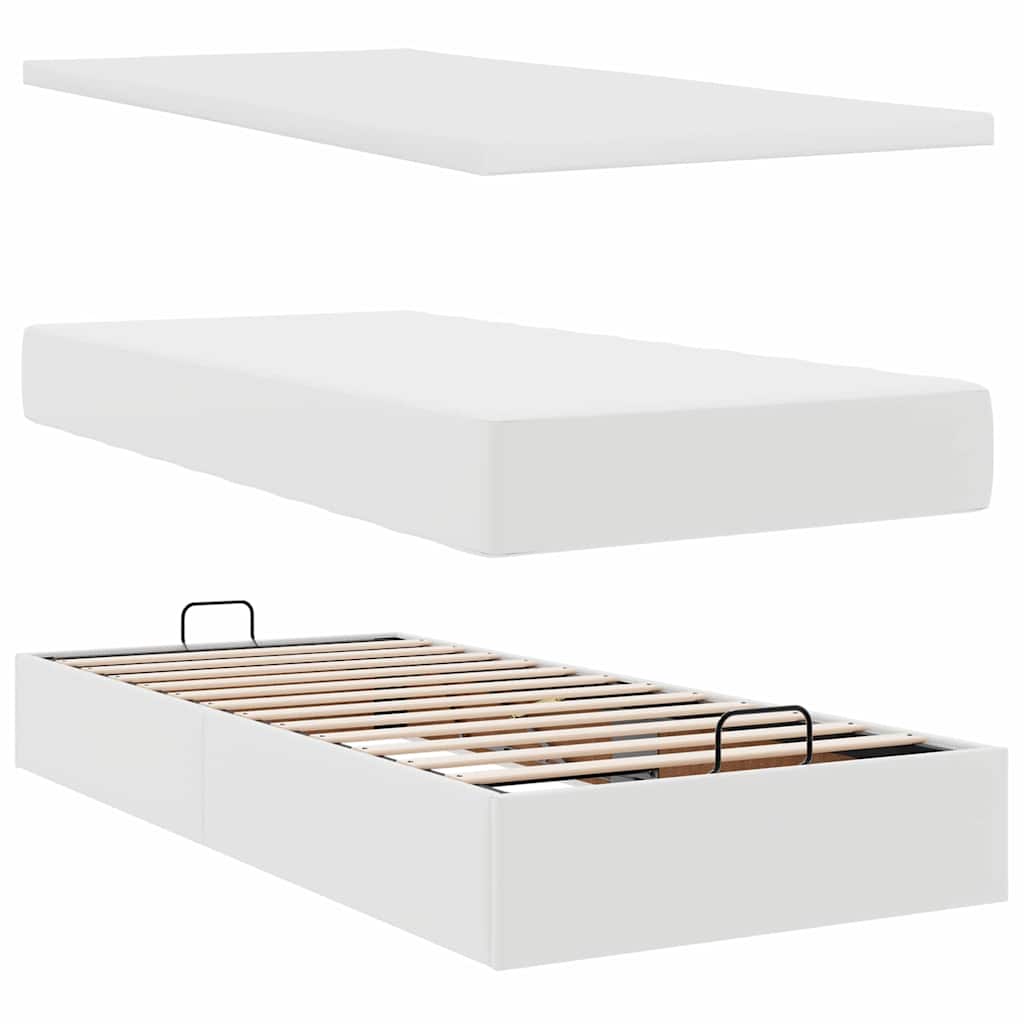 osmannisk sengeramme med madrasser 180x200 cm kunstlæder hvid