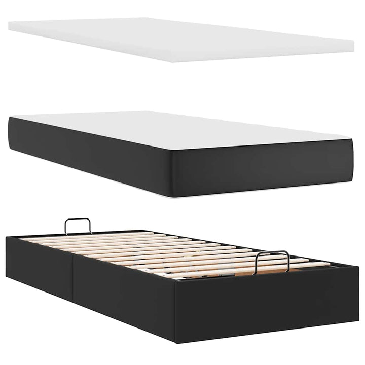 osmannisk sengeramme med madrasser 200x200 cm kunstlæder sort