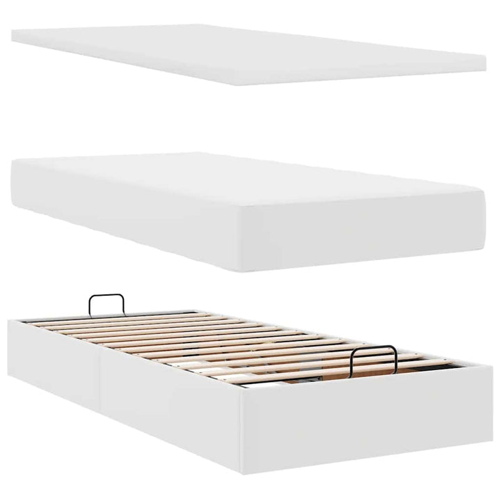 osmannisk sengeramme med madrasser 200x200 cm kunstlæder hvid
