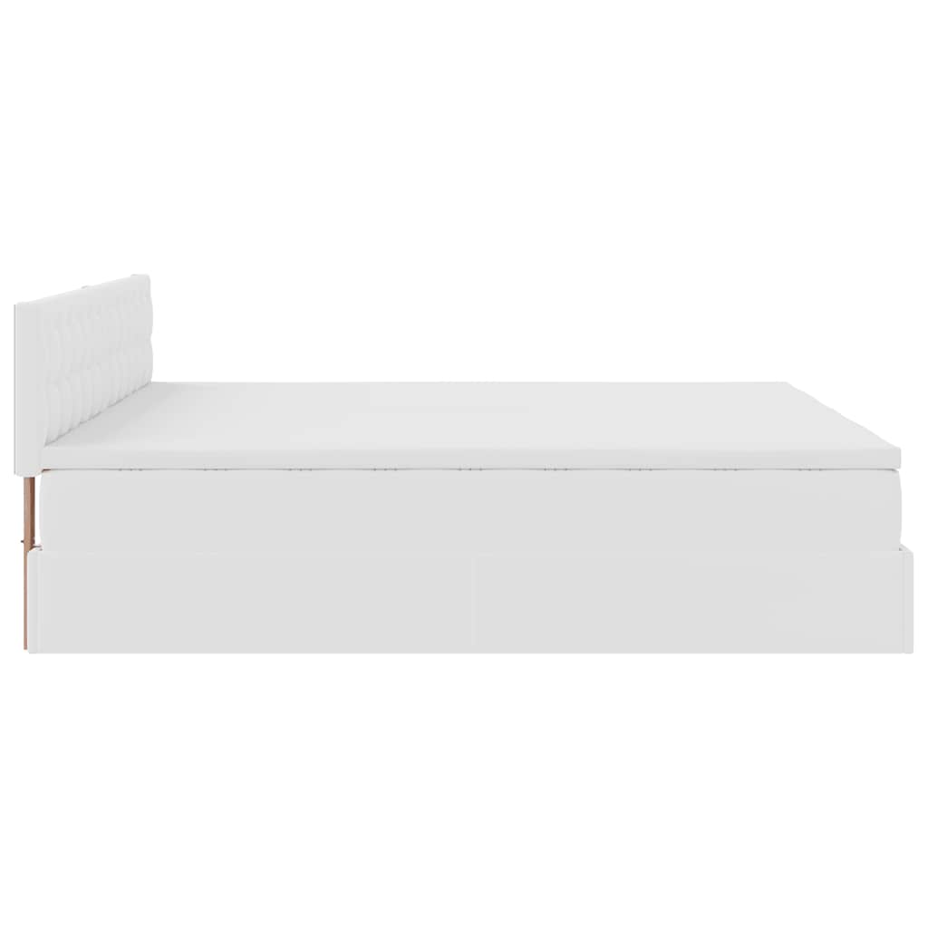 osmannisk sengeramme med madrasser 200x200 cm kunstlæder hvid