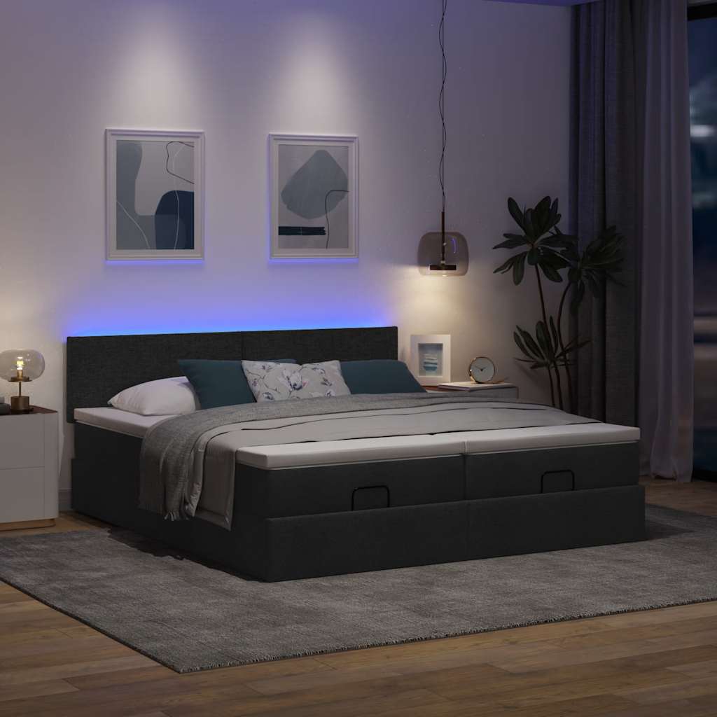 osmannisk sengeramme med madrasser 160x200 cm stof sort