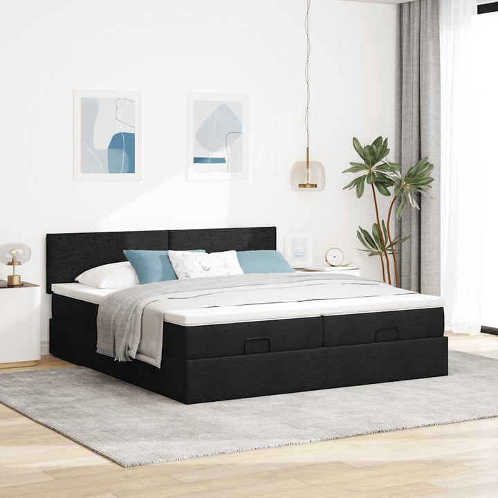 osmannisk sengeramme med madrasser 160x200 cm stof sort