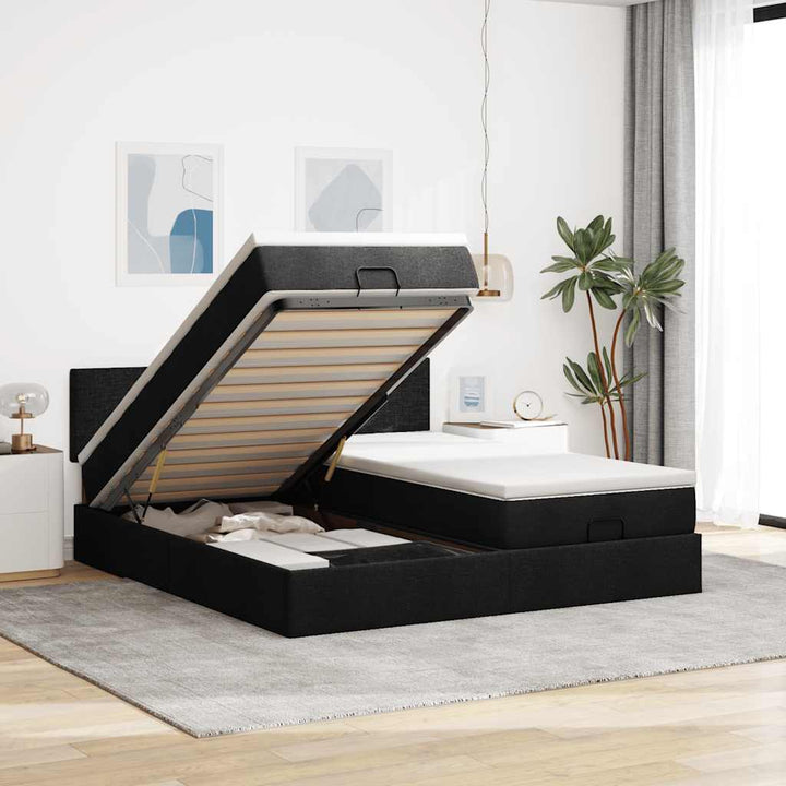 osmannisk sengeramme med madrasser 160x200 cm stof sort
