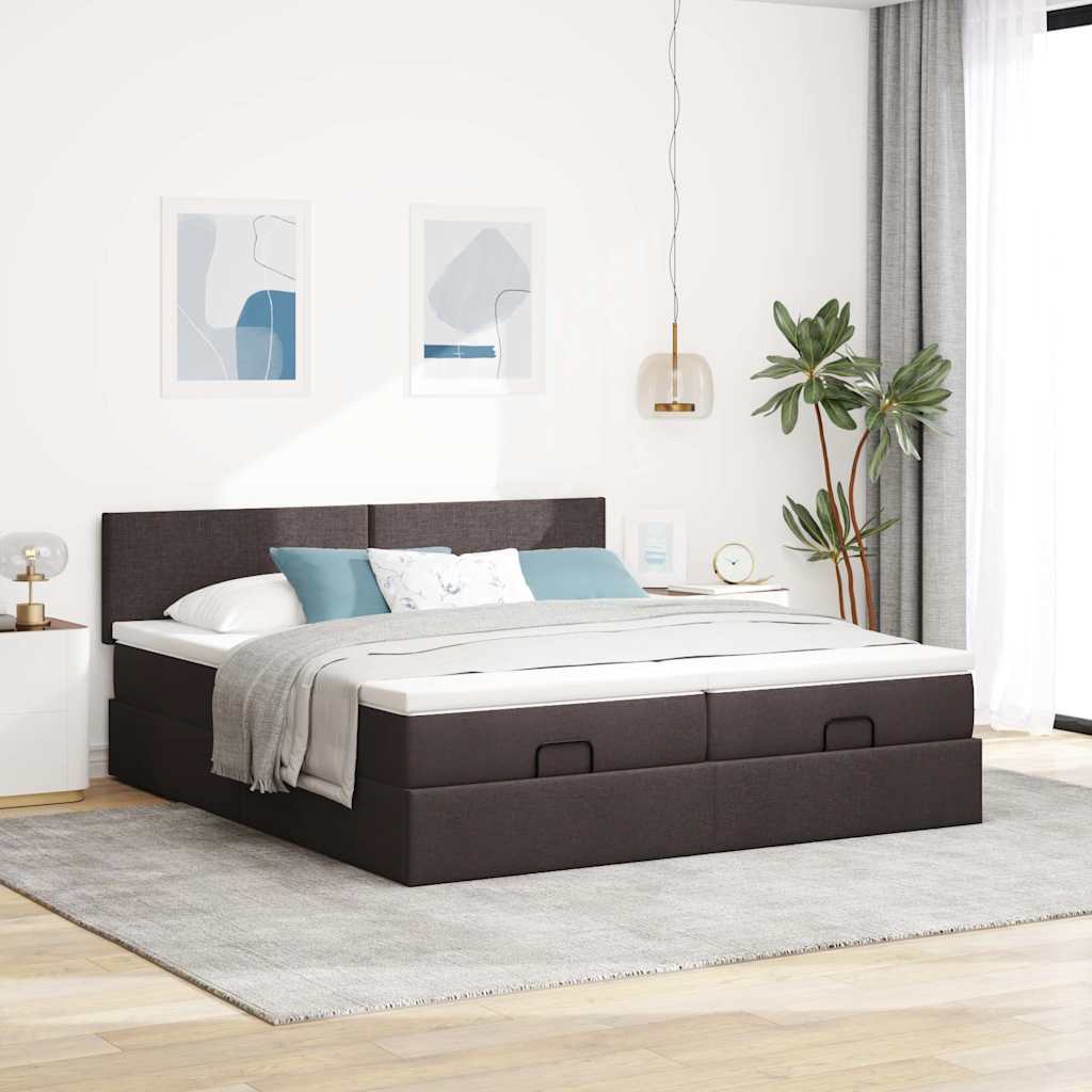 osmannisk sengeramme med madrasser 160x200 cm stof mørkebrun
