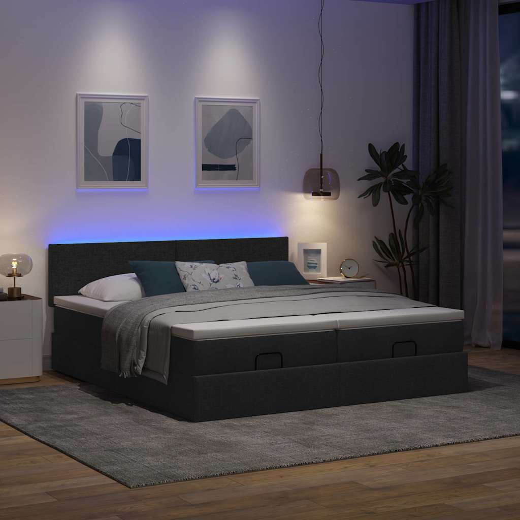 osmannisk sengeramme med madrasser 180x200 cm stof sort
