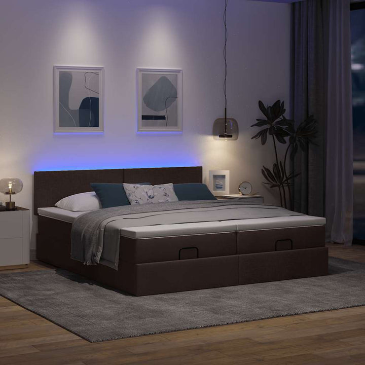 osmannisk sengeramme med madrasser 180x200 cm stof mørkebrun