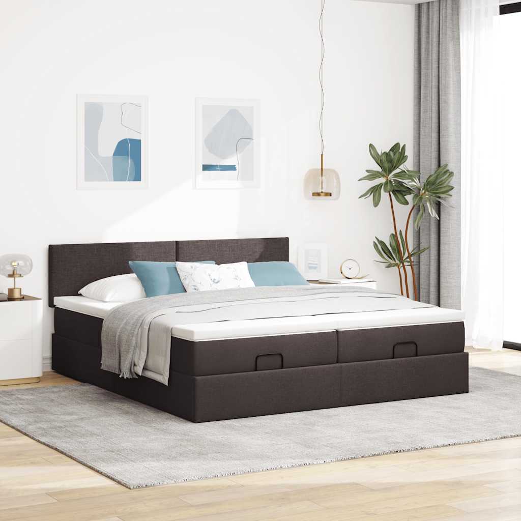 osmannisk sengeramme med madrasser 180x200 cm stof mørkebrun