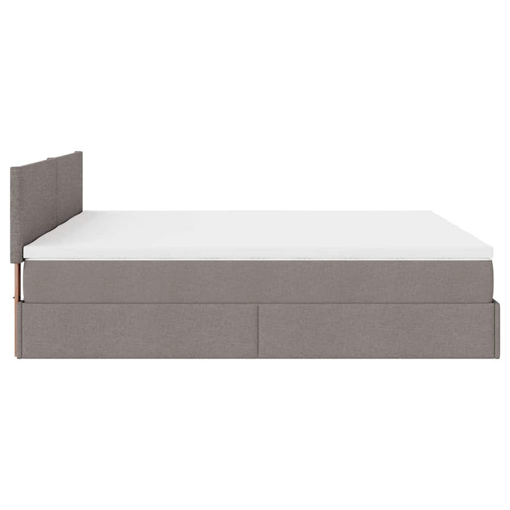 osmannisk sengeramme med madrasser 200x200 cm stof gråbrun