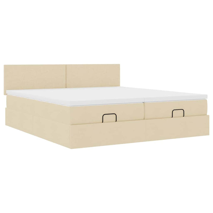 osmannisk sengeramme med madrasser 200x200 cm stof cremefarvet