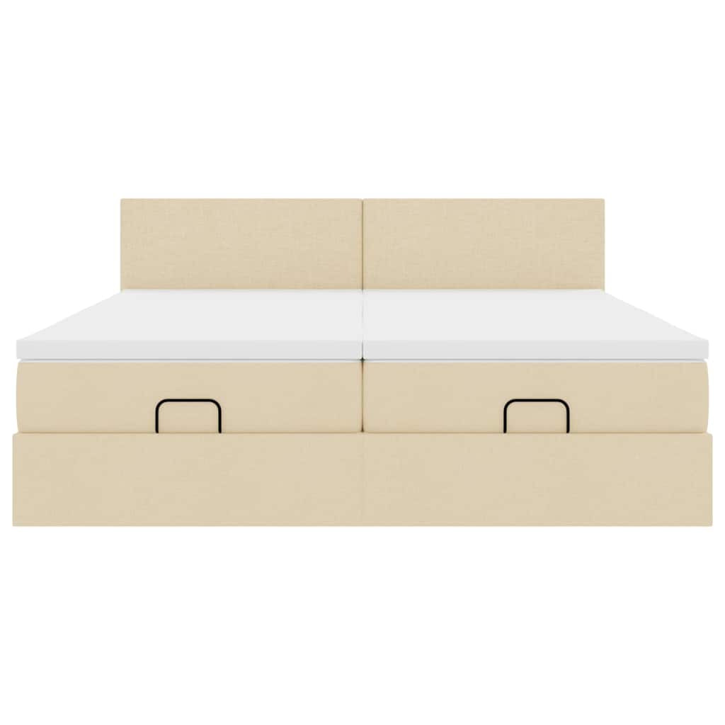 osmannisk sengeramme med madrasser 200x200 cm stof cremefarvet