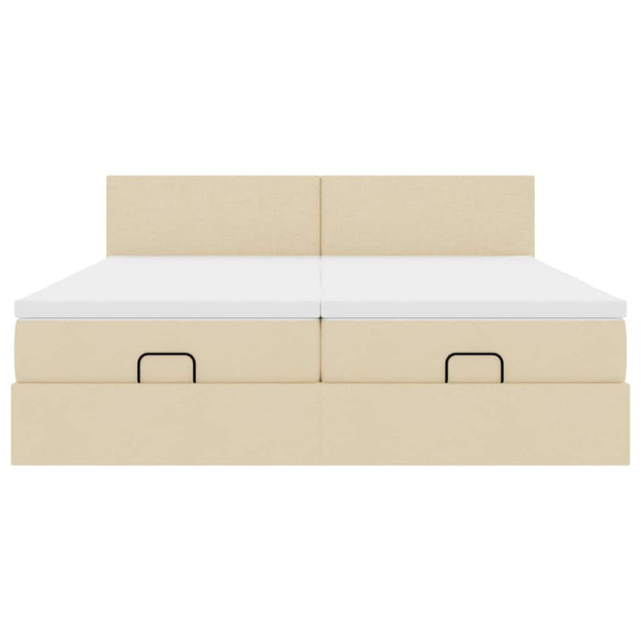 osmannisk sengeramme med madrasser 200x200 cm stof cremefarvet
