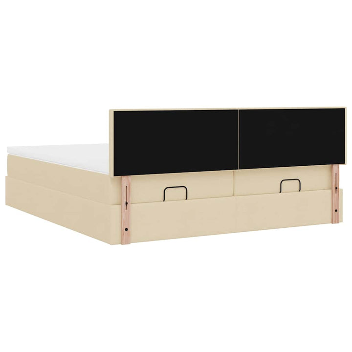 osmannisk sengeramme med madrasser 200x200 cm stof cremefarvet