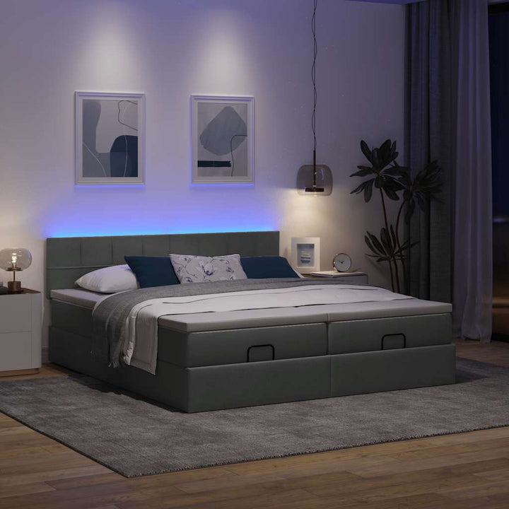 osmannisk sengeramme med madrasser 160x200 cm stof mørkegrå