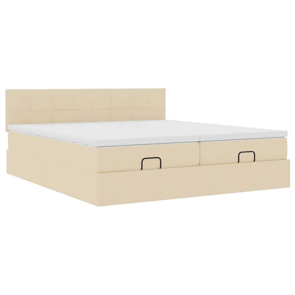 osmannisk sengeramme med madrasser 160x200 cm stof cremefarvet