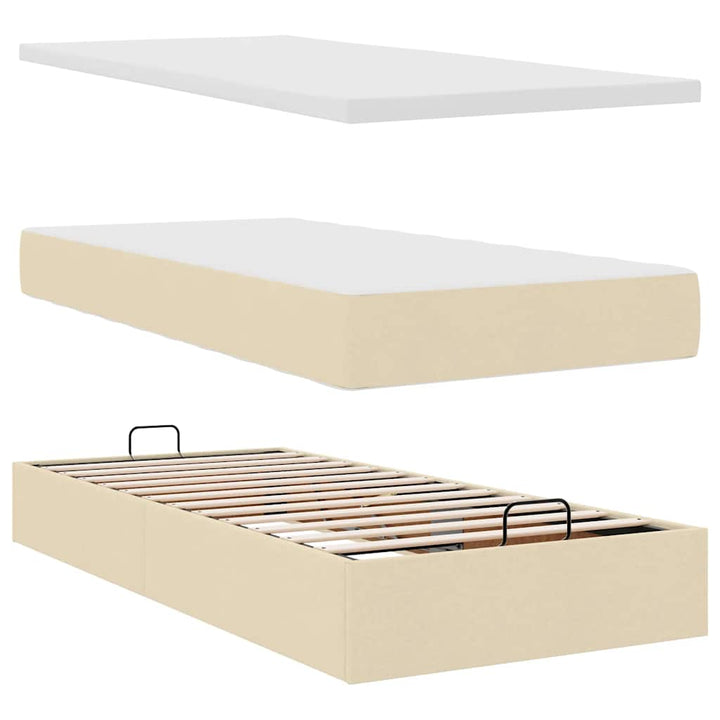 osmannisk sengeramme med madrasser 160x200 cm stof cremefarvet