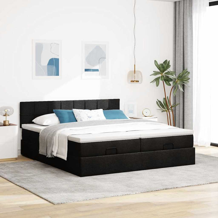 osmannisk sengeramme med madrasser 180x200 cm stof sort