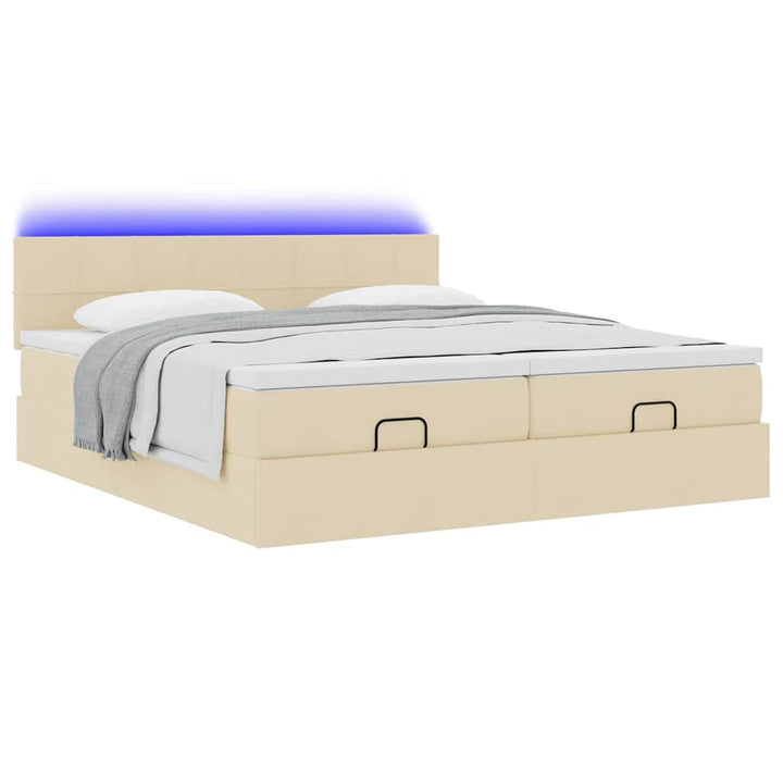 osmannisk sengeramme med madrasser 180x200 cm stof cremefarvet