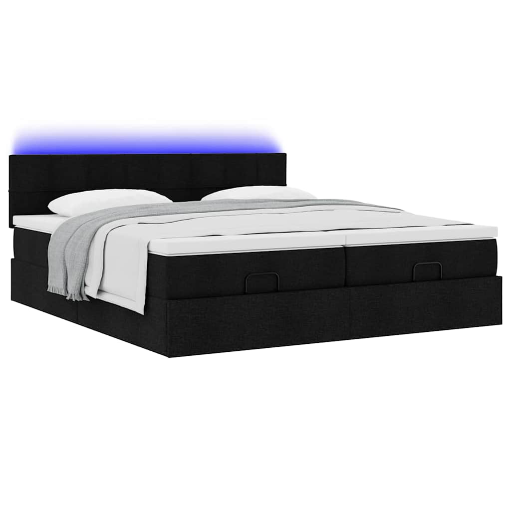osmannisk sengeramme med madrasser 200x200 cm stof sort