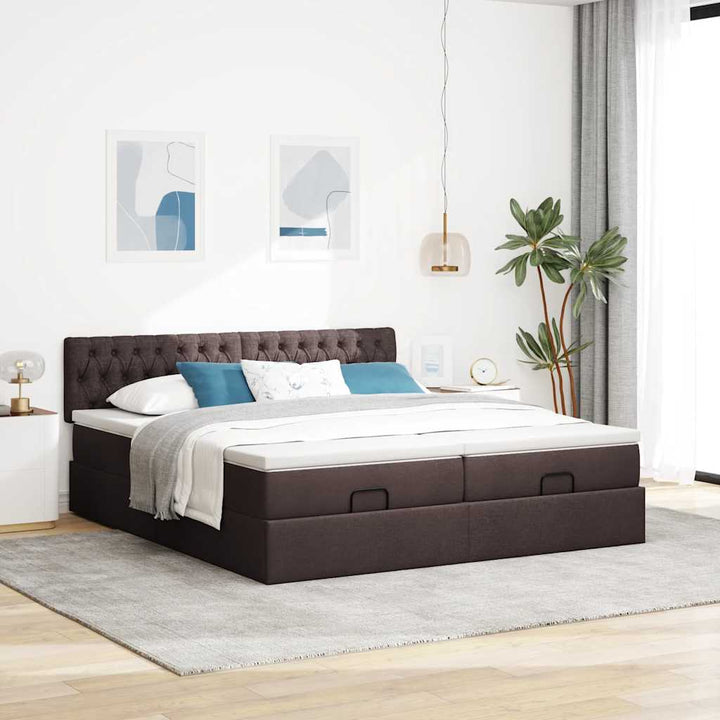 osmannisk sengeramme med madrasser 180x200 cm stof mørkebrun