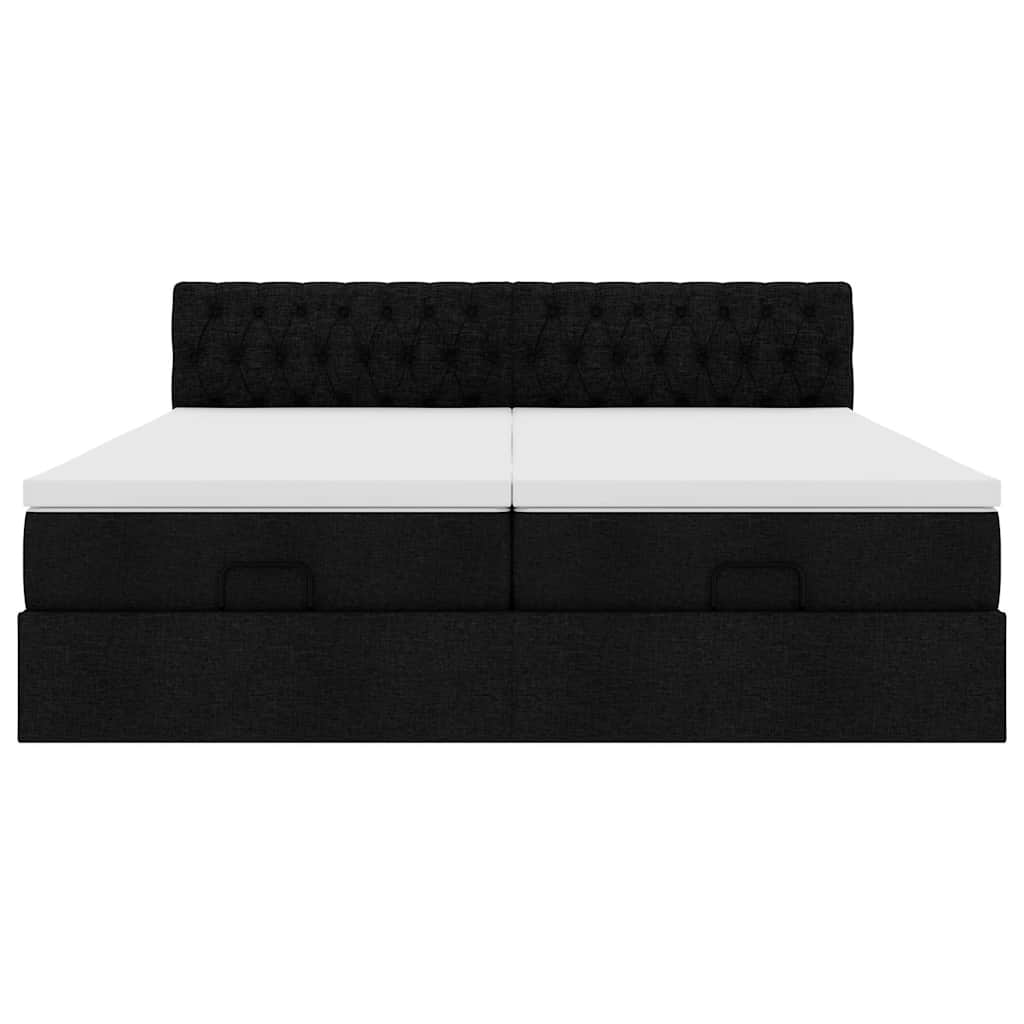 osmannisk sengeramme med madrasser 200x200 cm stof sort